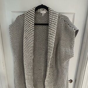 Chico’s Black & Ivory Textured Knit Shawl Collar Vest